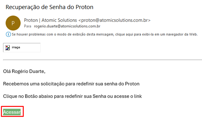 Formulário de recuperação de senha - Inserir Nova Senha