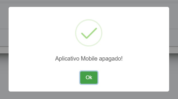 Mensagem de confirmação de exclusão do aplicativo