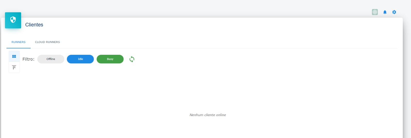Lista de clients - Destaque: Filtro para Idle e Busy