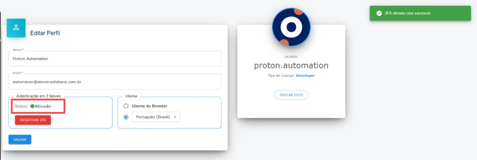 Dashboard Proton