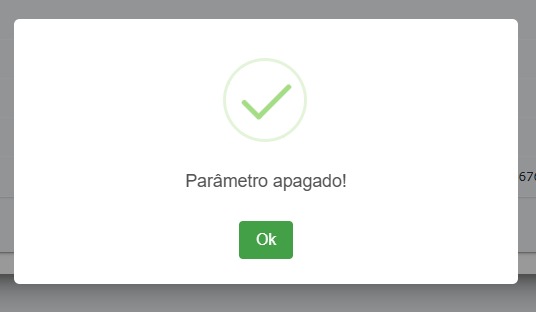 Parâmetro excluído do sistema