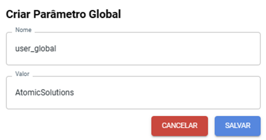 Seleção de parâmetros globais – Destaque: Adicionar