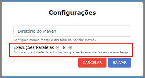 Settings do Proton Client - Destaque: Slots de execuções em paralelo