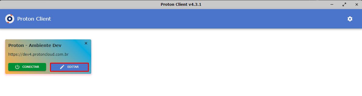 Proton Client - Destaque: Botão conectar