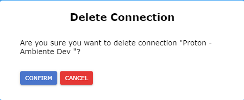 Modal para confirmação de exclusão da conexão