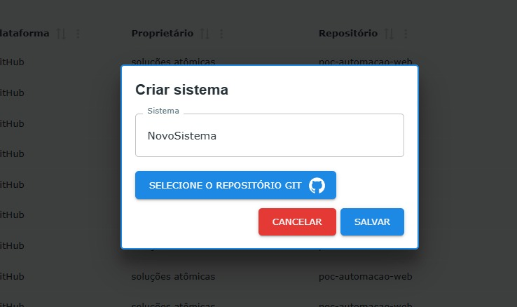 Criação de novo sistema