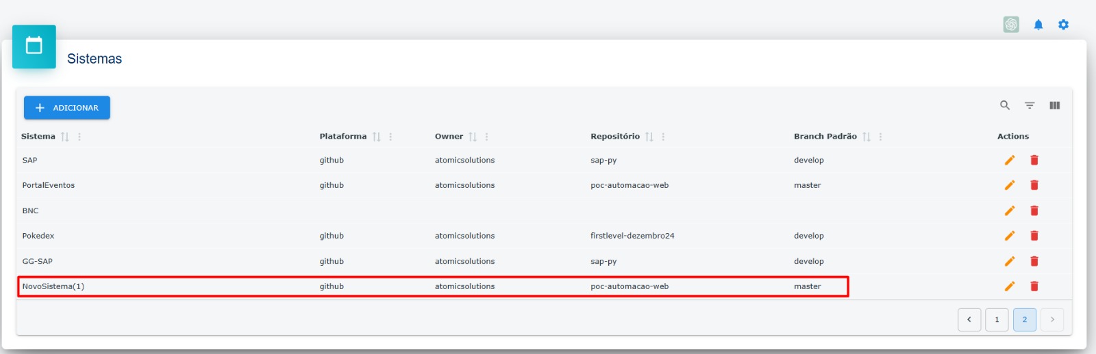 Repositório alterado