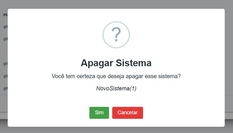 Modal exclusão